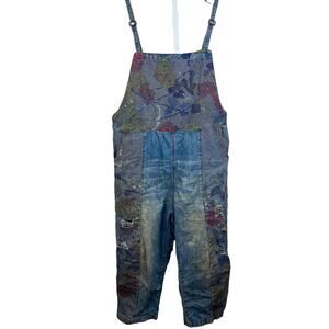 Monthorigin Floral Patchwork Overalls OS Baggy Art To Wear Distressed Artsy Boho